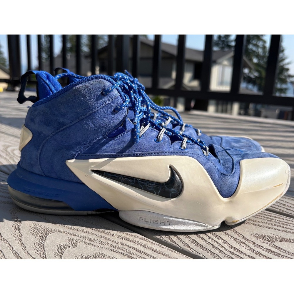 Nike Zoom Flight 95 Chris Webber Blue Suede Basketball Shoes Sneakers‎